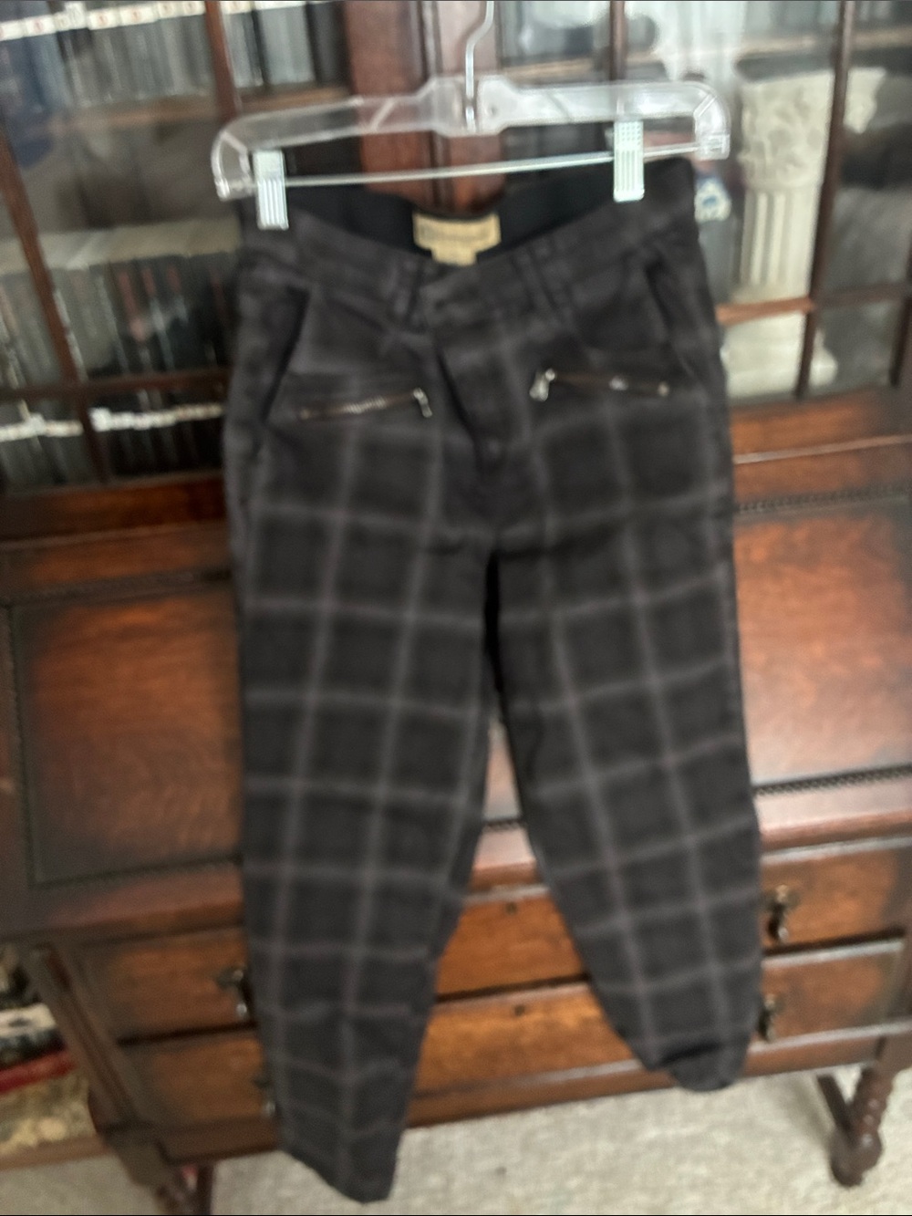 Democracy Black Gray Plaid Chinos
